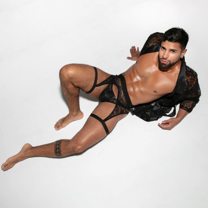 Porte-Jarretelles en Dentelle Fluide Noir TOF Paris
