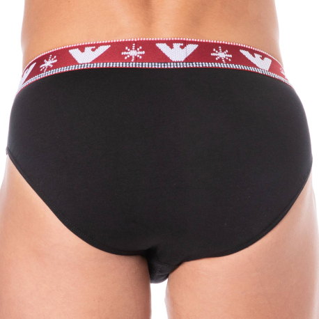 Emporio Armani Holidays Jacquard Briefs - Black