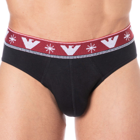 Emporio Armani Holidays Jacquard Briefs - Black