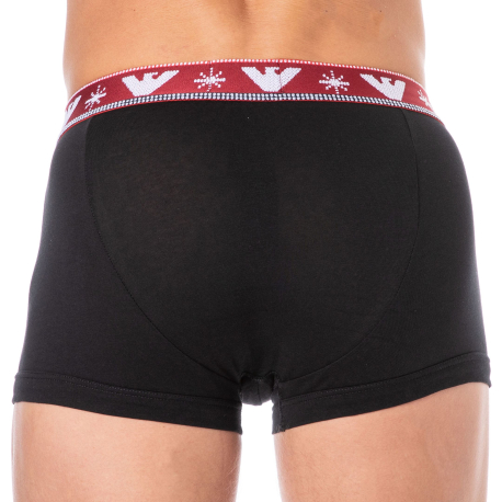 Emporio Armani Holidays Jacquard Boxer Briefs - Black