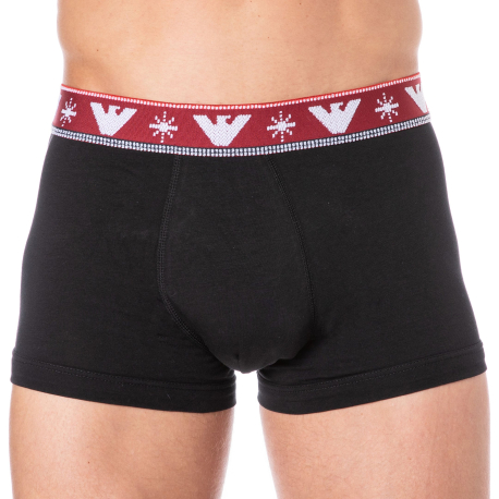 Emporio Armani Holidays Jacquard Boxer Briefs - Black