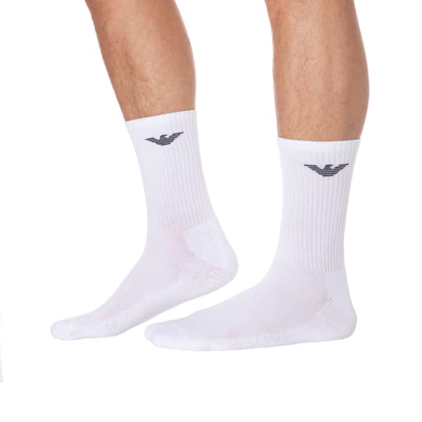 Emporio Armani 3-Pack Sporty Sponge Socks - White
