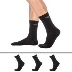 Emporio Armani 3-Pack Sporty Sponge Socks - Black