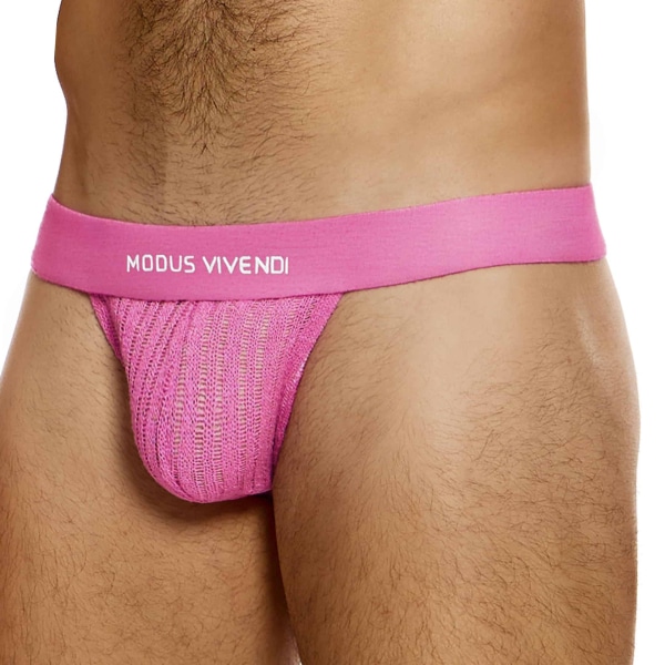 Striped Crochet Thong - Pink