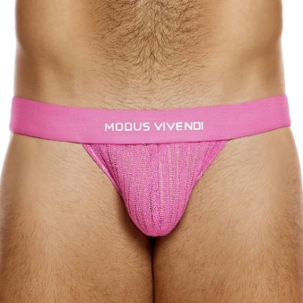 Striped Crochet Thong - Pink