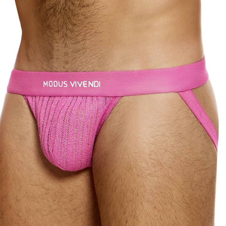 Striped Crochet Jockstrap - Pink