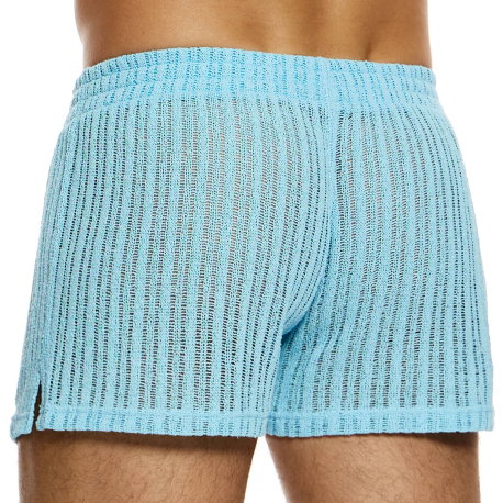 Striped Crochet Shorts - Light Blue