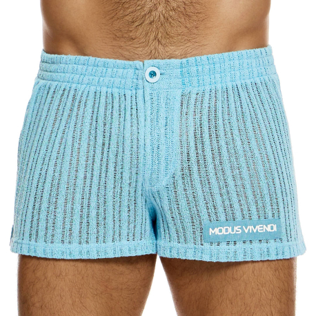 Striped Crochet Shorts - Light Blue