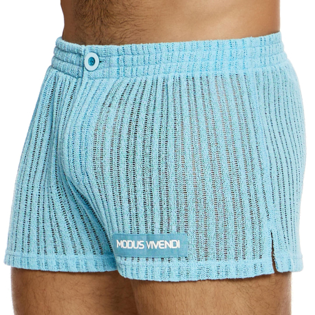 Striped Crochet Shorts - Light Blue