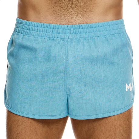 Linen Jogging Shorts - Light Blue