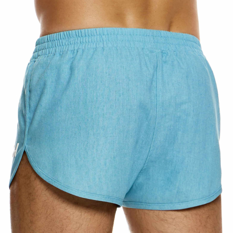 Linen Jogging Shorts - Light Blue