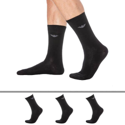 Emporio Armani 3-Pack Casual Cotton Socks - Black