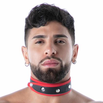 Collier en Néoprène Noir - Rouge TOF Paris