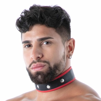 Collier en Néoprène Noir - Rouge TOF Paris