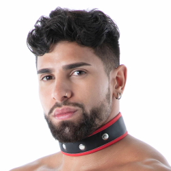 Collier en Néoprène Noir - Rouge TOF Paris