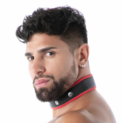 Collier en Néoprène Noir - Rouge TOF Paris