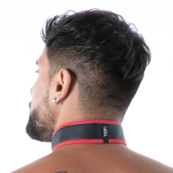 Collier en Néoprène Noir - Rouge TOF Paris