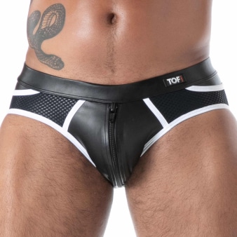 Slip Zippé Empty Bottom Kinky Noir - Blanc TOF Paris