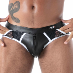 Slip Zippé Empty Bottom Kinky Noir - Blanc TOF Paris