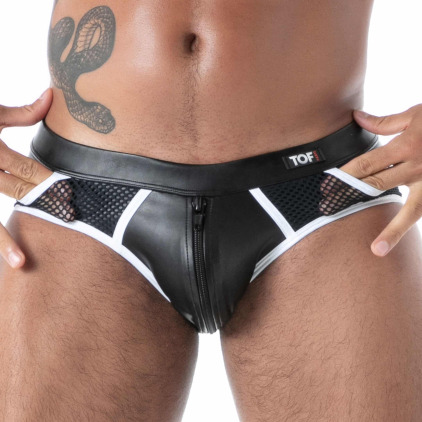 Slip Zippé Empty Bottom Kinky Noir - Blanc TOF Paris