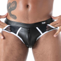 Slip Zippé Empty Bottom Kinky Noir - Blanc TOF Paris
