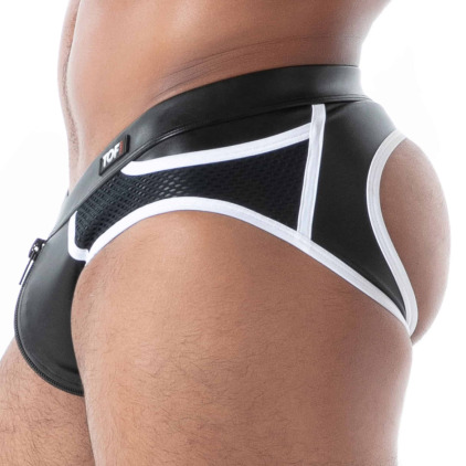 Slip Zippé Empty Bottom Kinky Noir - Blanc TOF Paris