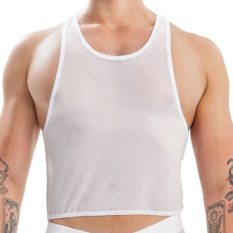 Crop Top Night Glow Blanc Sexy Boy