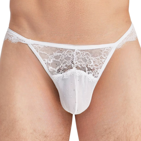 Sexy Boy Night Glow Lace Thong - White