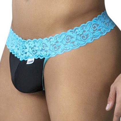 String Résille Dentelle Noir - Bleu CandyMan