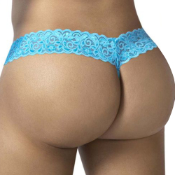 CandyMan Mesh Lace Thong - Black - Blue