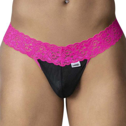 String Résille Dentelle Noir - Fuchsia CandyMan
