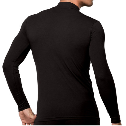 T-Shirt Col Montant Coton Modal Noir Doreanse