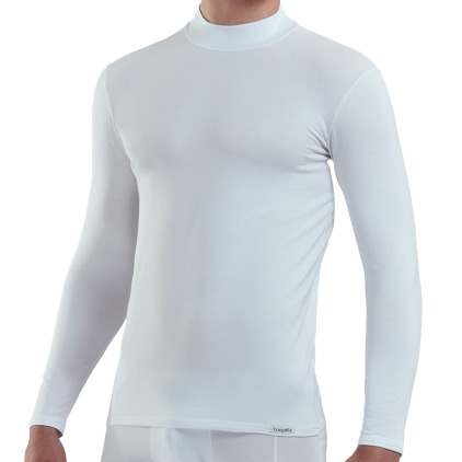 T-Shirt Col Montant Coton Modal Blanc Doreanse