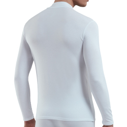T-Shirt Col Montant Coton Modal Blanc Doreanse