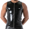 TOF Paris Latex Second Skin Zip Tank Top - Black