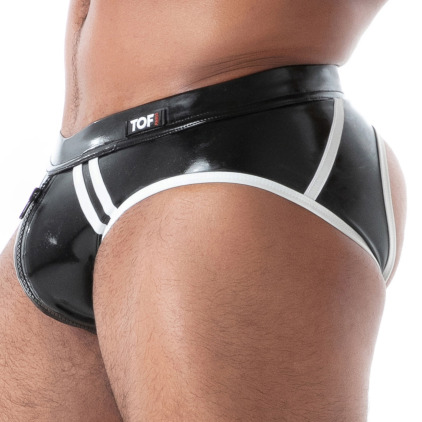 Slip Empty Bottom Zippé en Latex Seconde Peau Noir TOF Paris