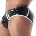 TOF Paris Latex Second Skin Bottomless Zip Briefs - Black