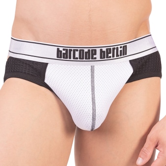 Jock Strap Nils Mesh Blanc - Noir Barcode