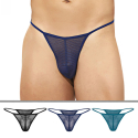 Lot de 3 Strings Mesh Noir - Marine - Bleu Intymen