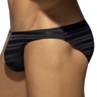 Slip Bikini Rayure Horizontale - Noir Addicted