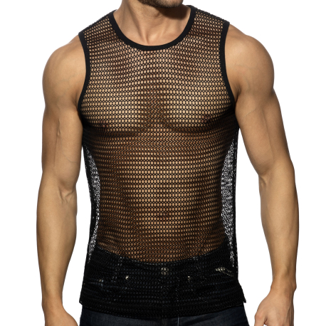 Addicted Openwork Tank Top - Black