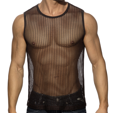 Addicted Openwork Tank Top - Brown