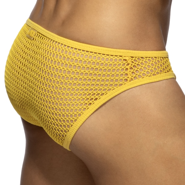 Slip Bikini Maille Ajourée - Jaune Addicted