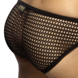 Slip Bikini Maille Ajourée - Marron Addicted