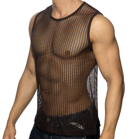 Addicted Openwork Tank Top - Brown