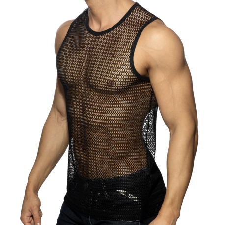 Addicted Openwork Tank Top - Black