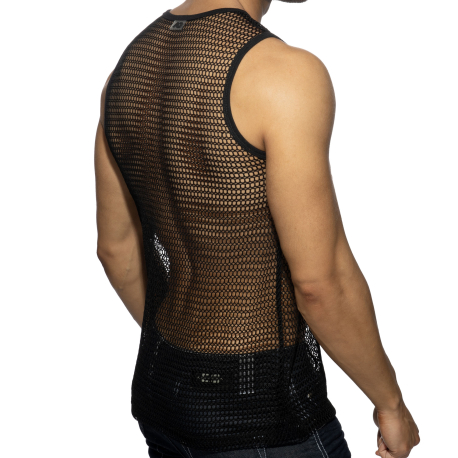 Addicted Openwork Tank Top - Black