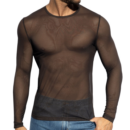 T-Shirt Net Manches Longues Marron ES Collection