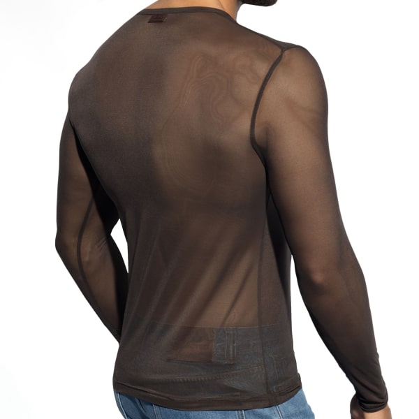 T-Shirt Net Manches Longues Marron ES Collection