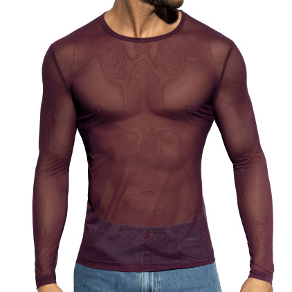 T-Shirt Net Manches Longues Aubergine ES Collection